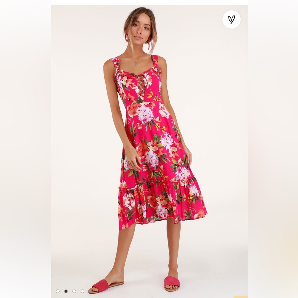 LULUS pink floral Hawaiian dress size s